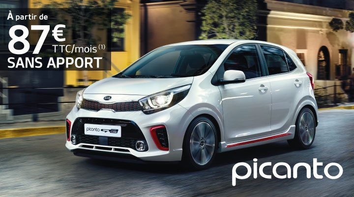 Kia Picanto à partir de 87€/mois SANS APPORT